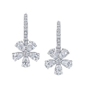 FLOWER PEAR SHAPE DANGLE EARRINGS