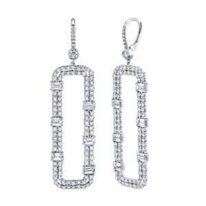 EMERALD CUT DANGLE EARRINGS WITH PAVE