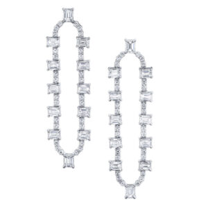 EMERALD WITH PAVE DANGLE EARRINGS