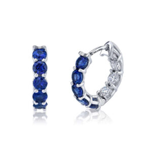ROUND SAPPHIRE & WHITE DIAMOND HUGGIES